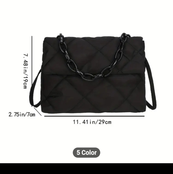 NEW Quilted Hot Pink Puffy Chain Link Crossbody/Shoulder Bag - Picture 2 of 3